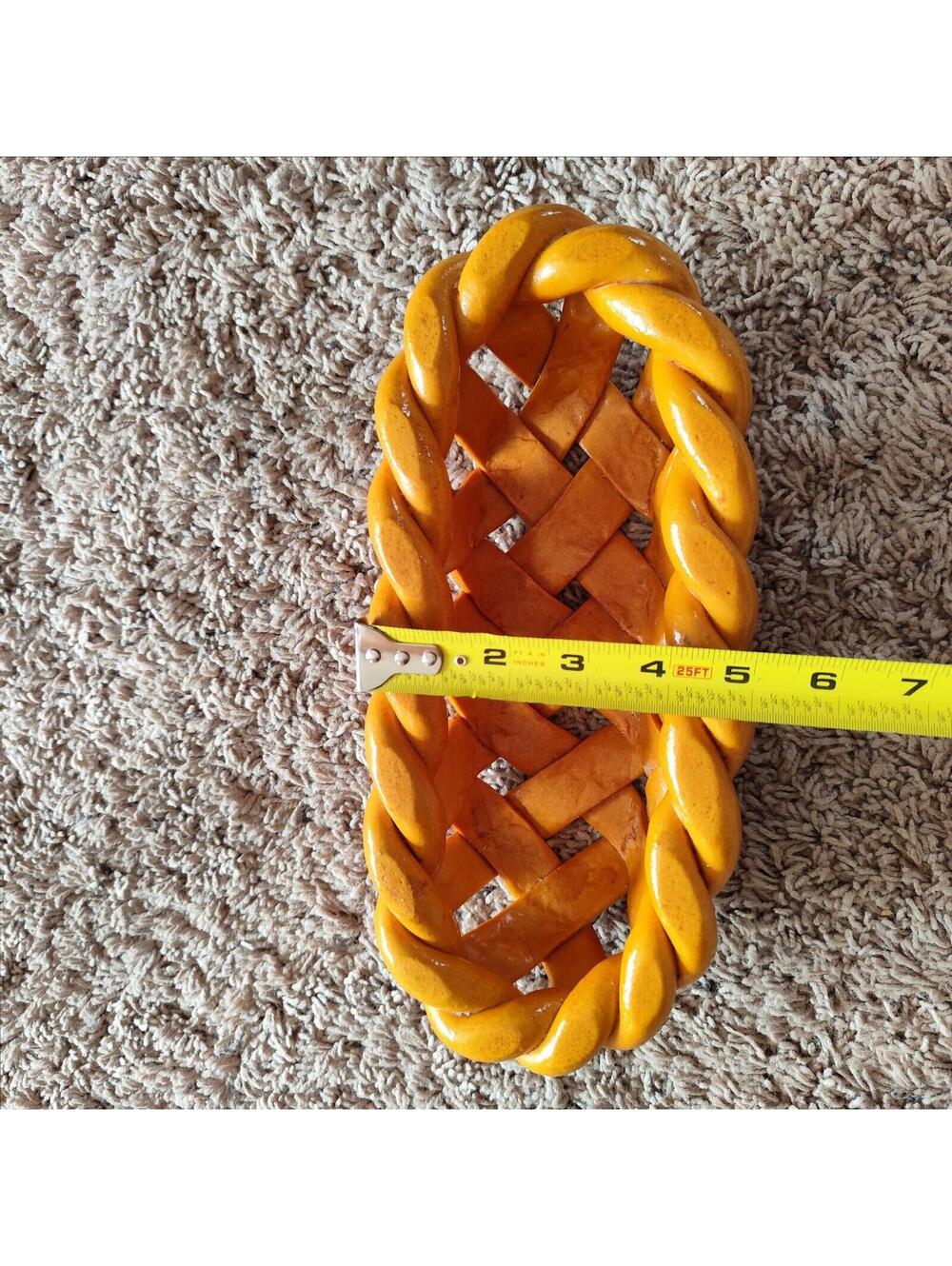 VTG Handmade Woven Braided Real Bread Dough Bread Basket Farmhouse Decor - Picture 9 of 10